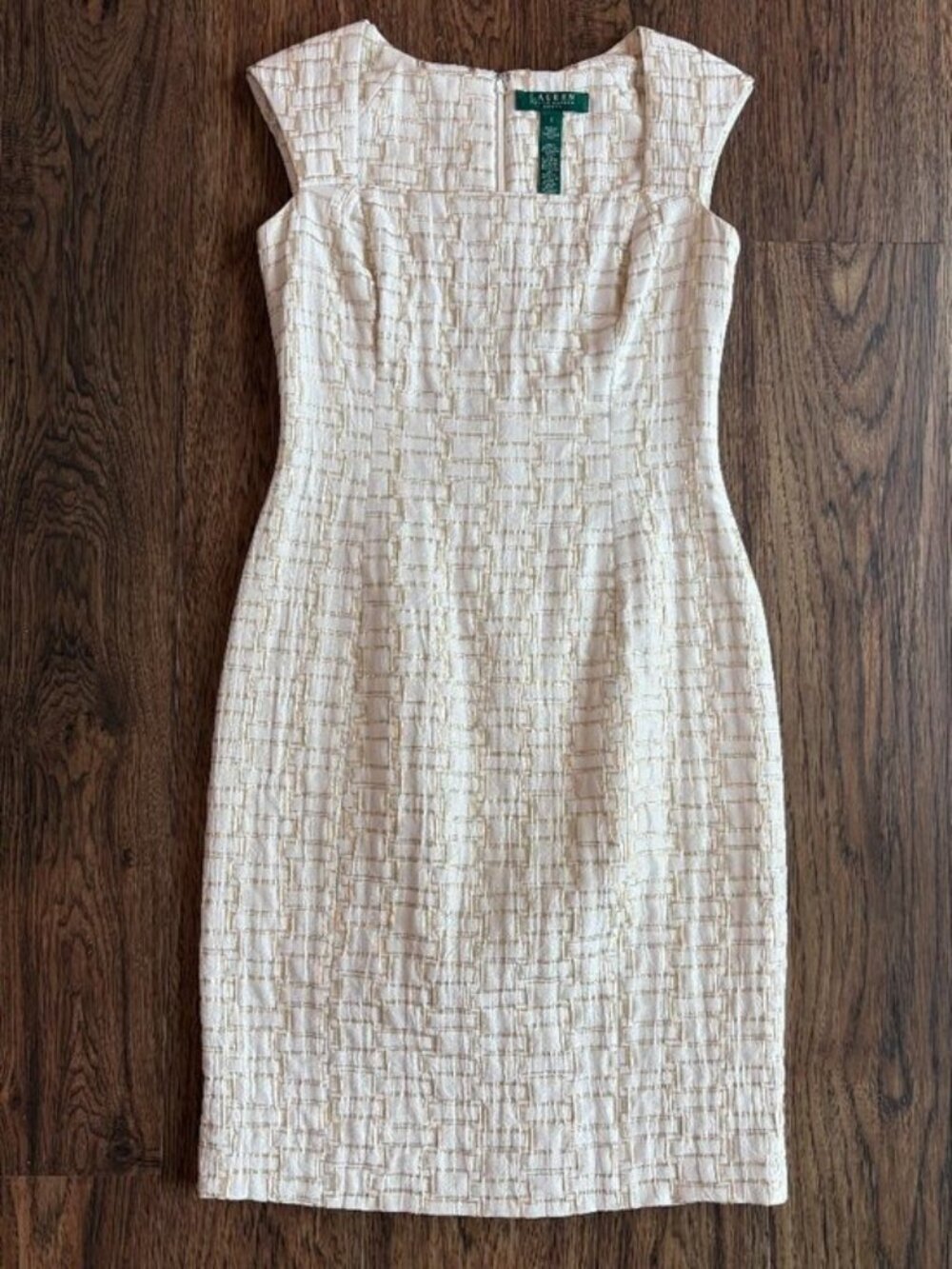 Lauren Ralph Lauren dress 2 gold white sheath